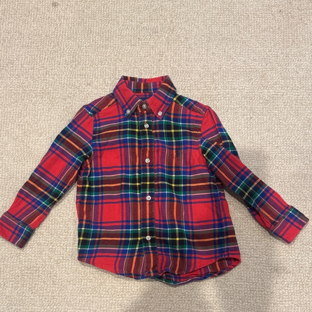 Ralph Lauren Red Multicolor Plaid Button-Down Shirt